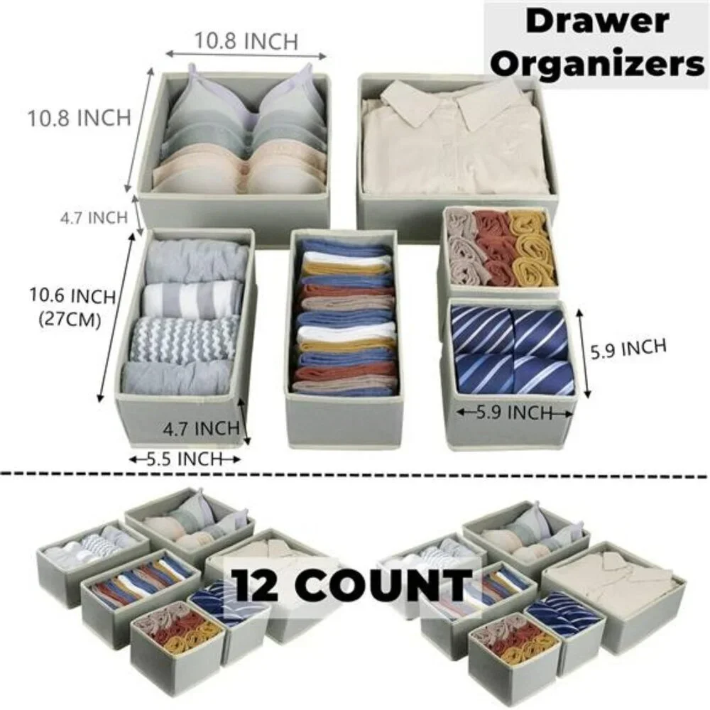 Foldable Drawer Organizer Bins for Clothes Underwear Baby Socks Bras Towels